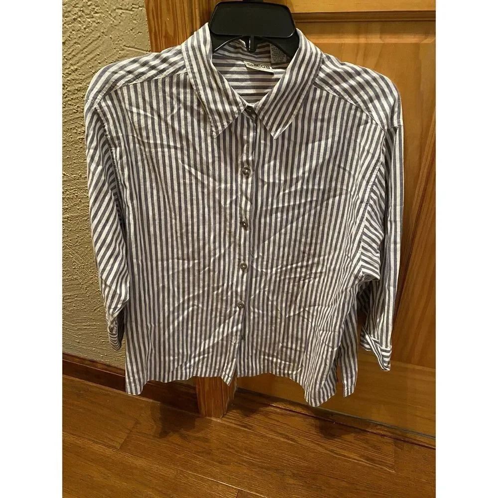 chicos 2 button down striped Womens shirt